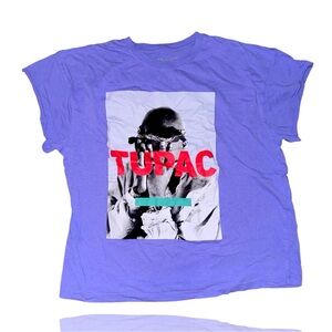 Tupac Graphic Women's Muscle Tee - Purple